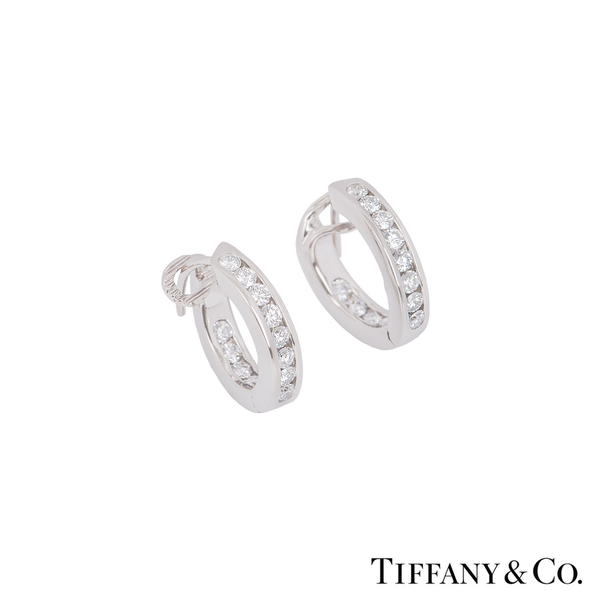 Tiffany  Co Diamond JHoop Earrings  66mint Fine Estate Jewelry